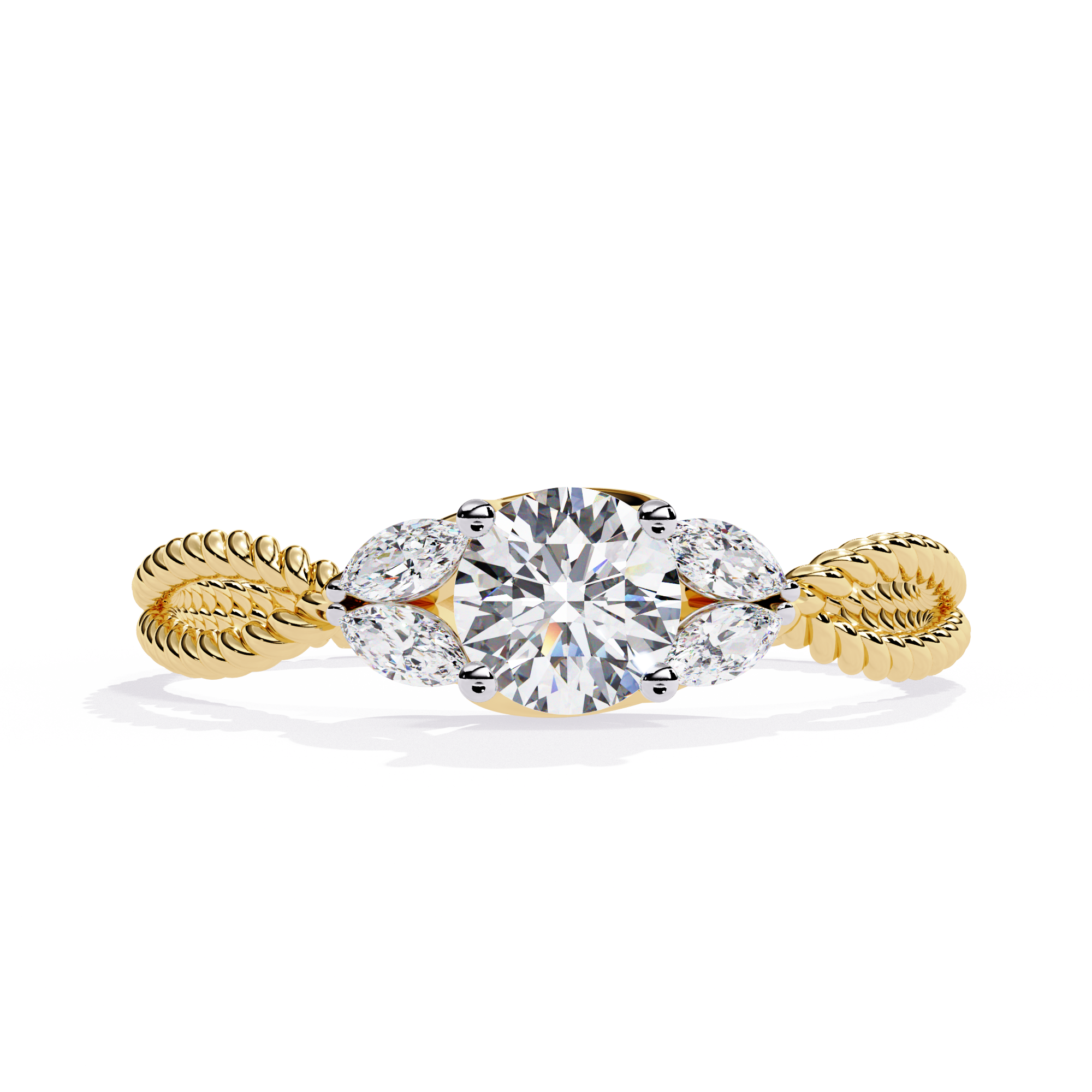 Solitairekart-0.44 CT Lab Grown Diamond Twisted Band Engagement Ring in 14K Gold